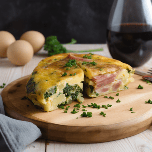 Tortilla de patata con espinaca y jamón serrano
