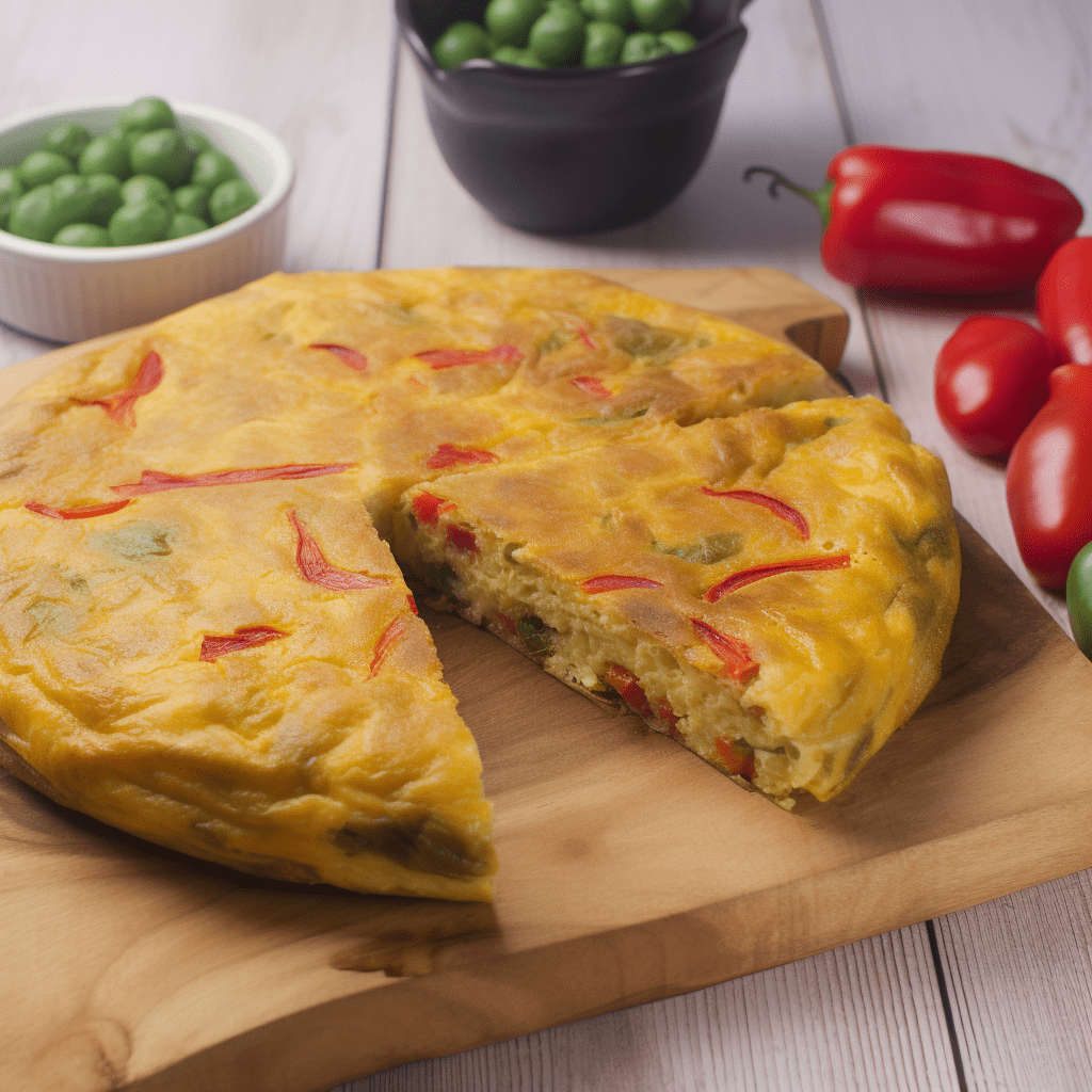Tortilla de patata con pimiento rojo y pimiento verde