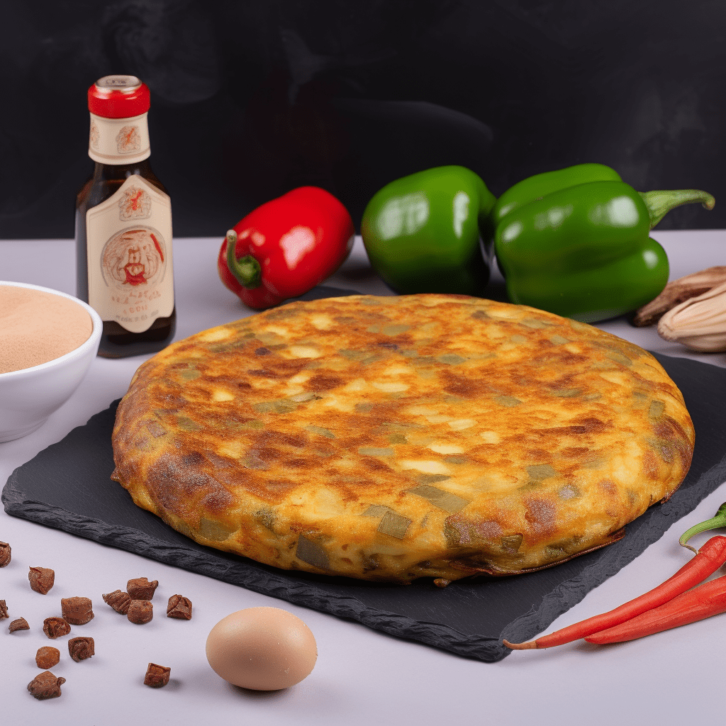 Tortilla de patata con pulpo y pimiento verde